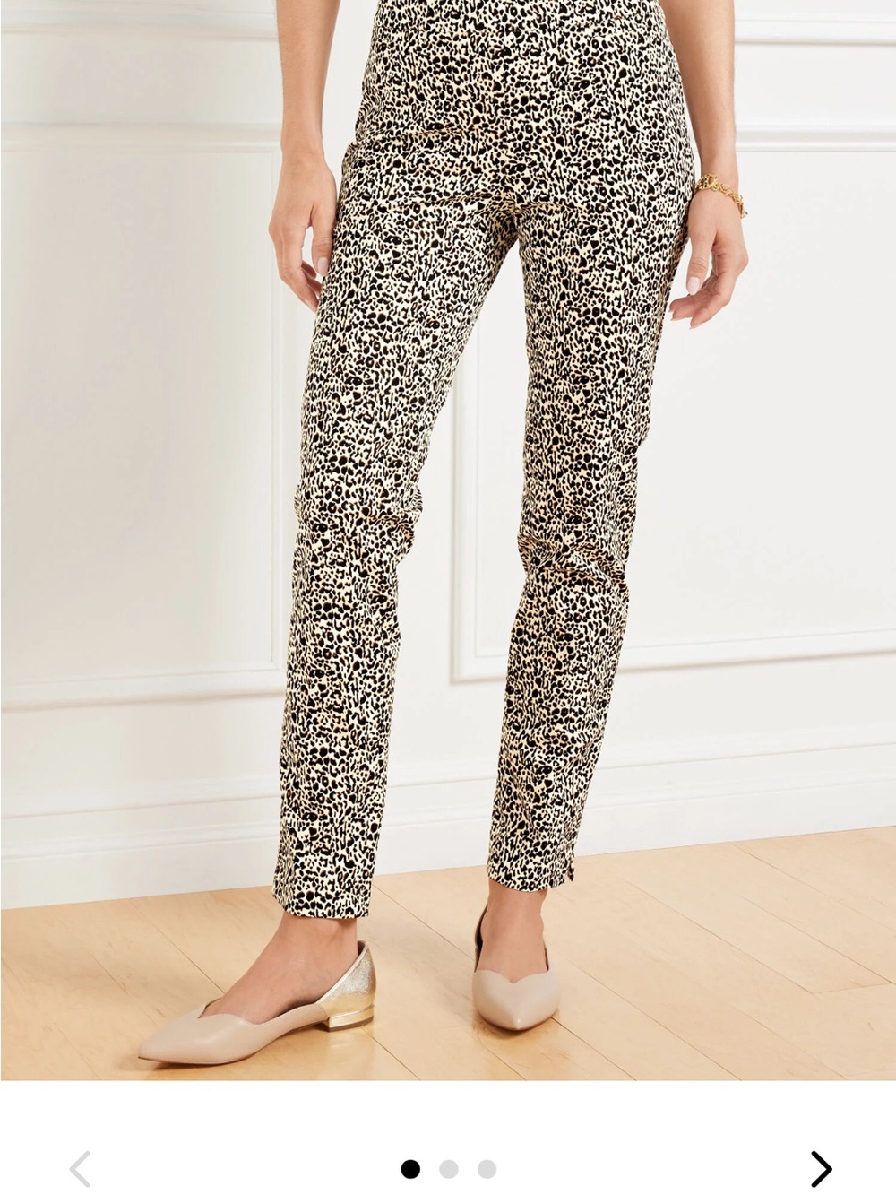 Talbots Black and Cream Leopard Print Ankle Pants